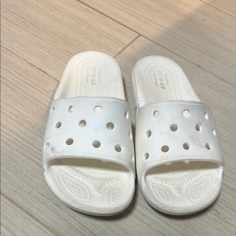 CROCS Kids White Slide Sandals